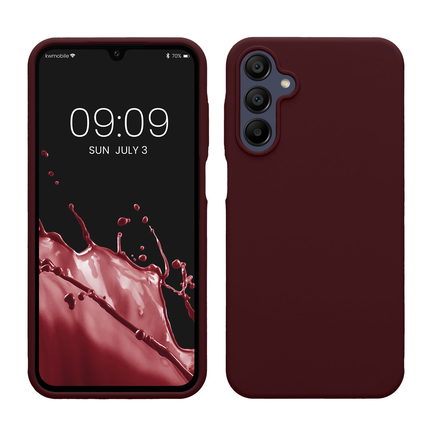 kwmobile Hülle kompatibel mit Samsung Galaxy A15 5G Hülle - Silikon Handy Case - Handyhülle weiche Oberfläche - kabelloses Laden - Bordeaux Violett Bordeaux Violett  