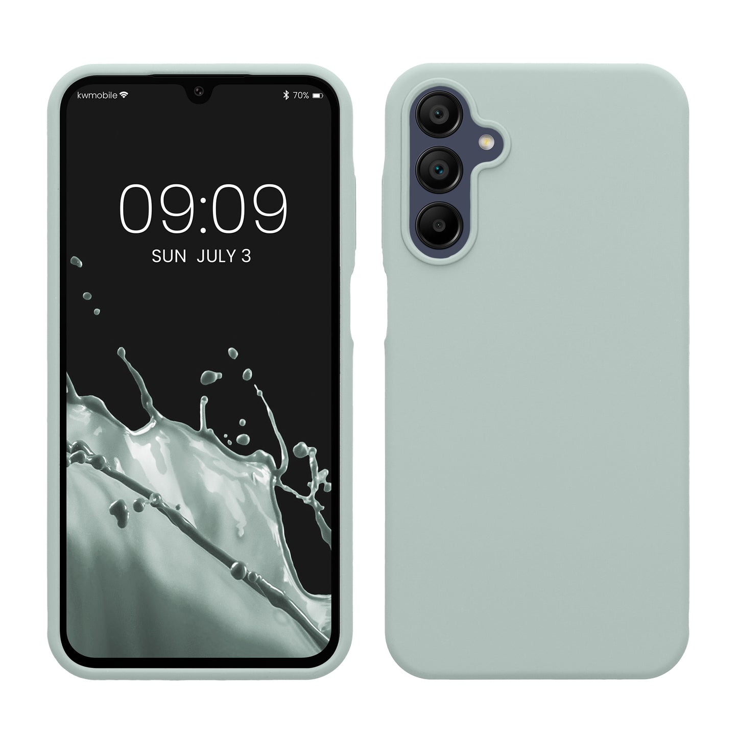 kwmobile Hülle kompatibel mit Samsung Galaxy A15 5G Hülle - Silikon Handy Case - Handyhülle weiche Oberfläche - kabelloses Laden - Cool Mint Cool Mint  