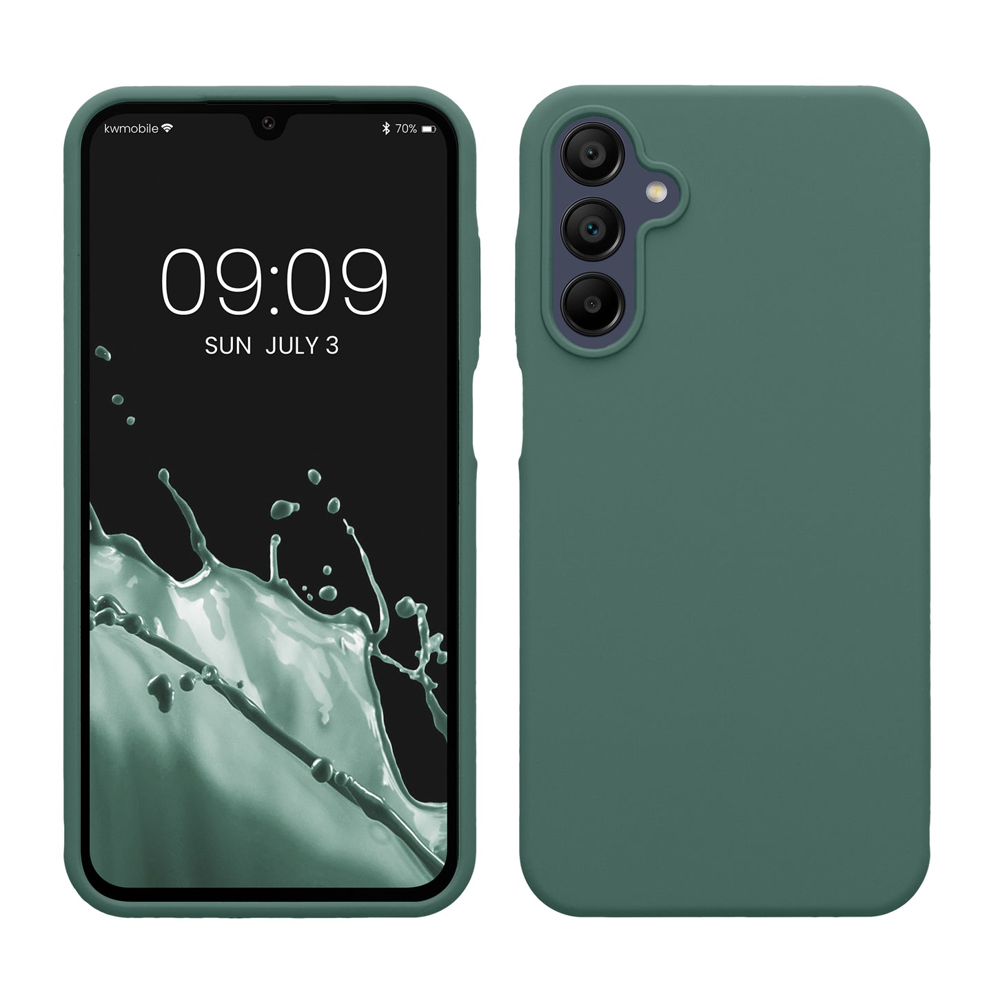 kwmobile Hülle kompatibel mit Samsung Galaxy A15 5G Hülle - Silikon Handy Case - Handyhülle weiche Oberfläche - kabelloses Laden - Tannengrün Tannengrün  