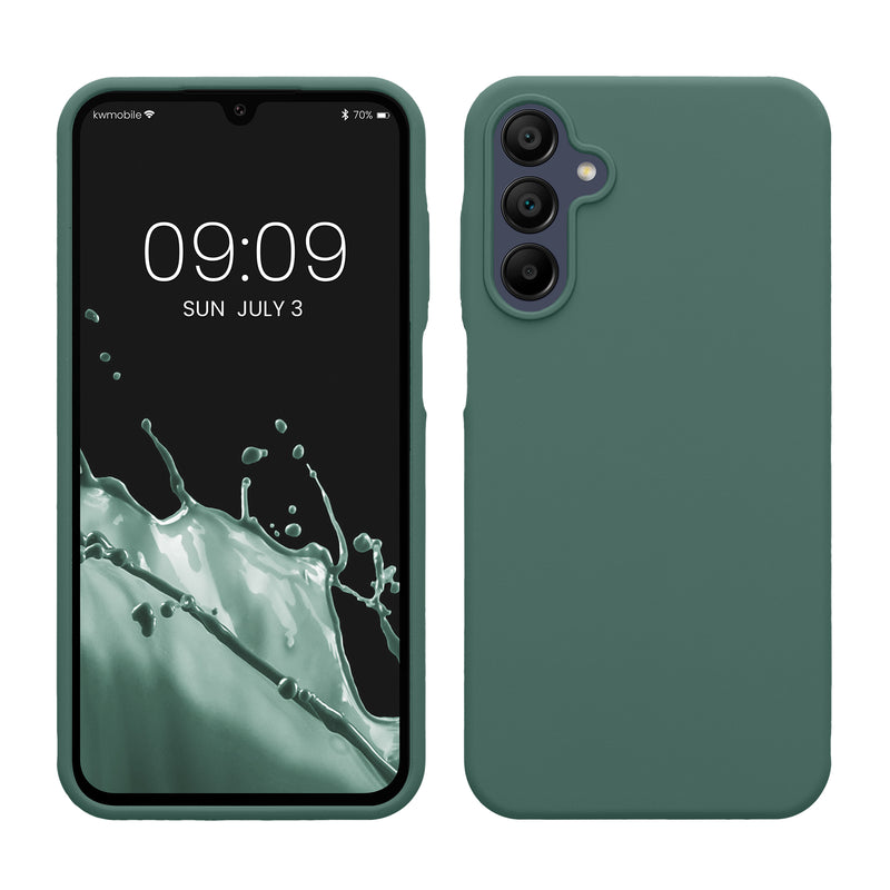kwmobile Hülle kompatibel mit Samsung Galaxy A15 5G Hülle - Silikon Handy Case - Handyhülle weiche Oberfläche - kabelloses Laden - Tannengrün Tannengrün  
