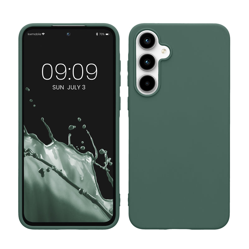 kwmobile Hülle kompatibel mit Samsung Galaxy A55 5G Hülle - weiches TPU Silikon Case - Cover geeignet für kabelloses Laden - Tannengrün Tannengrün  