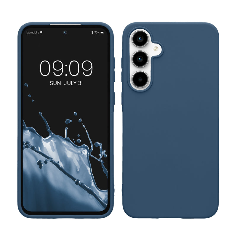 kwmobile Hülle kompatibel mit Samsung Galaxy A55 5G Hülle - weiches TPU Silikon Case - Cover geeignet für kabelloses Laden - Marineblau Marineblau  