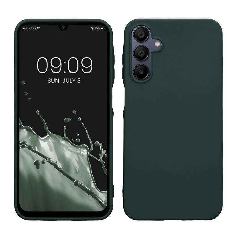 kwmobile Hülle kompatibel mit Samsung Galaxy A15 5G Hülle - weiches TPU Silikon Case - Cover geeignet für kabelloses Laden - Moosgrün Moosgrün  