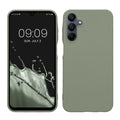 kwmobile Hülle kompatibel mit Samsung Galaxy A15 5G Hülle - weiches TPU Silikon Case - Cover geeignet für kabelloses Laden - Graugrün Graugrün  