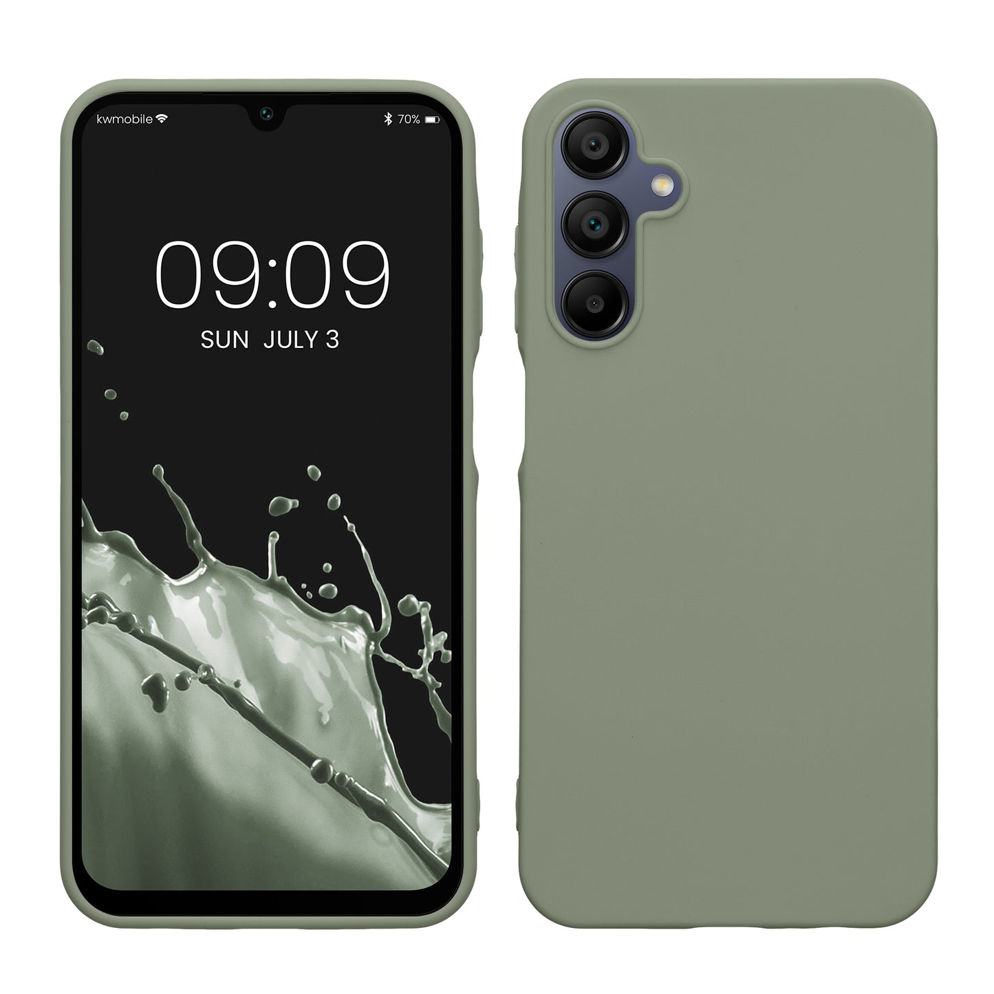 kwmobile Hülle kompatibel mit Samsung Galaxy A15 5G Hülle - weiches TPU Silikon Case - Cover geeignet für kabelloses Laden - Graugrün Graugrün  
