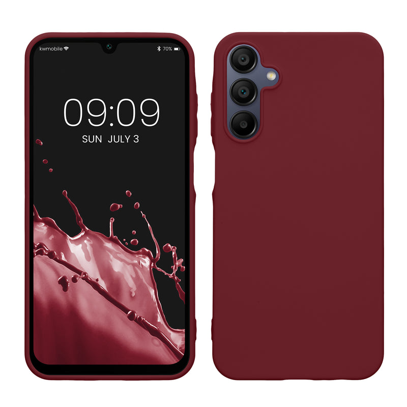 kwmobile Hülle kompatibel mit Samsung Galaxy A15 5G Hülle - weiches TPU Silikon Case - Cover geeignet für kabelloses Laden - Bordeaux Violett Bordeaux Violett  