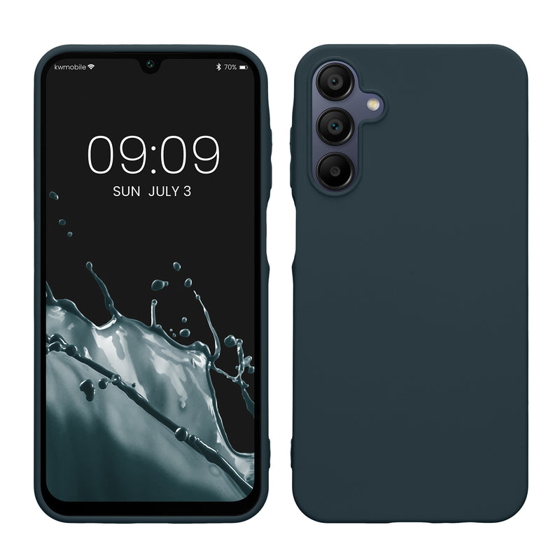 kwmobile Hülle kompatibel mit Samsung Galaxy A15 5G Hülle - weiches TPU Silikon Case - Cover geeignet für kabelloses Laden - Dunkler Schiefer Dunkler Schiefer  