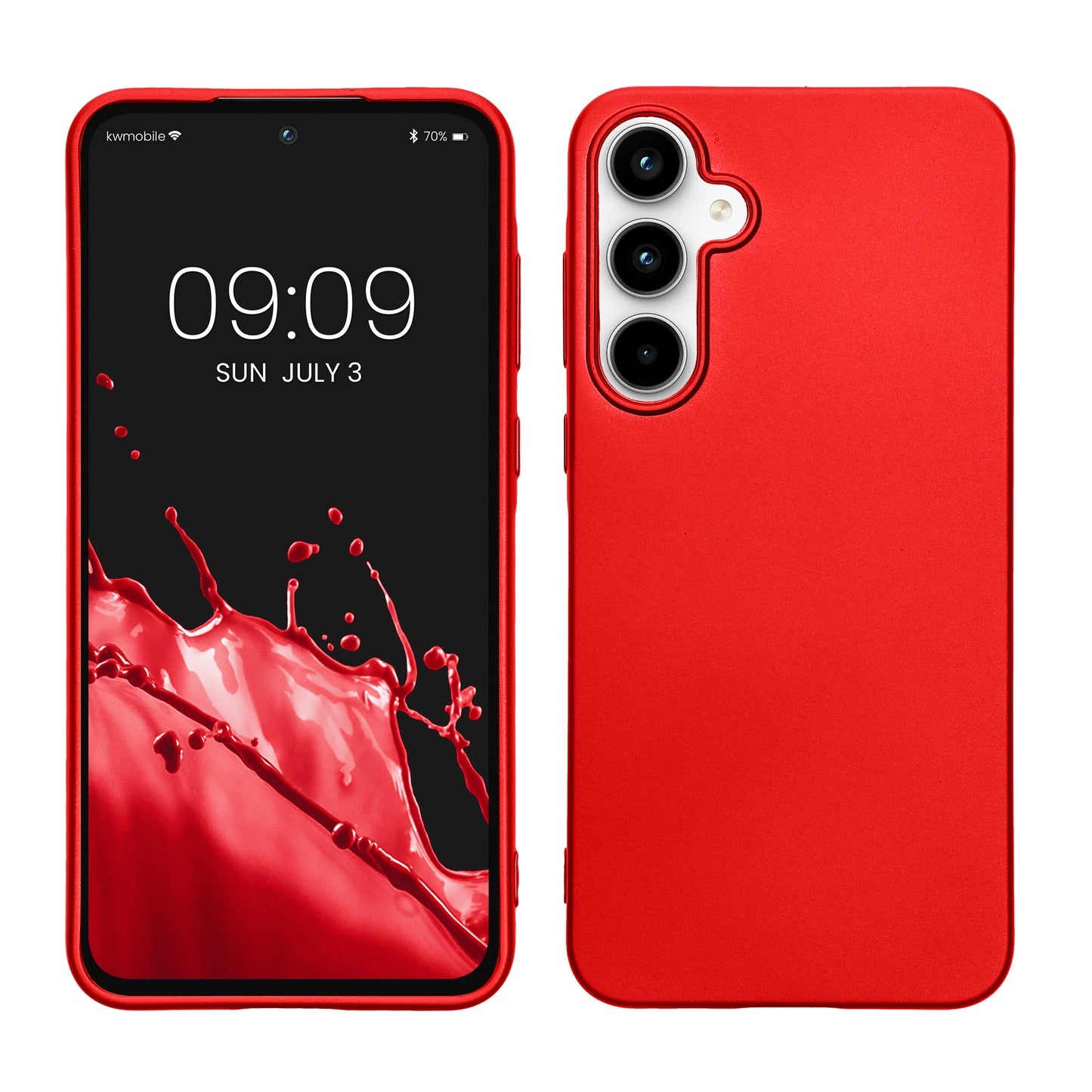 kwmobile Case kompatibel mit Samsung Galaxy A55 5G Hülle - Schutzhülle aus Silikon metallisch schimmernd - Handyhülle Metallic Dunkelrot Metallic Dunkelrot  