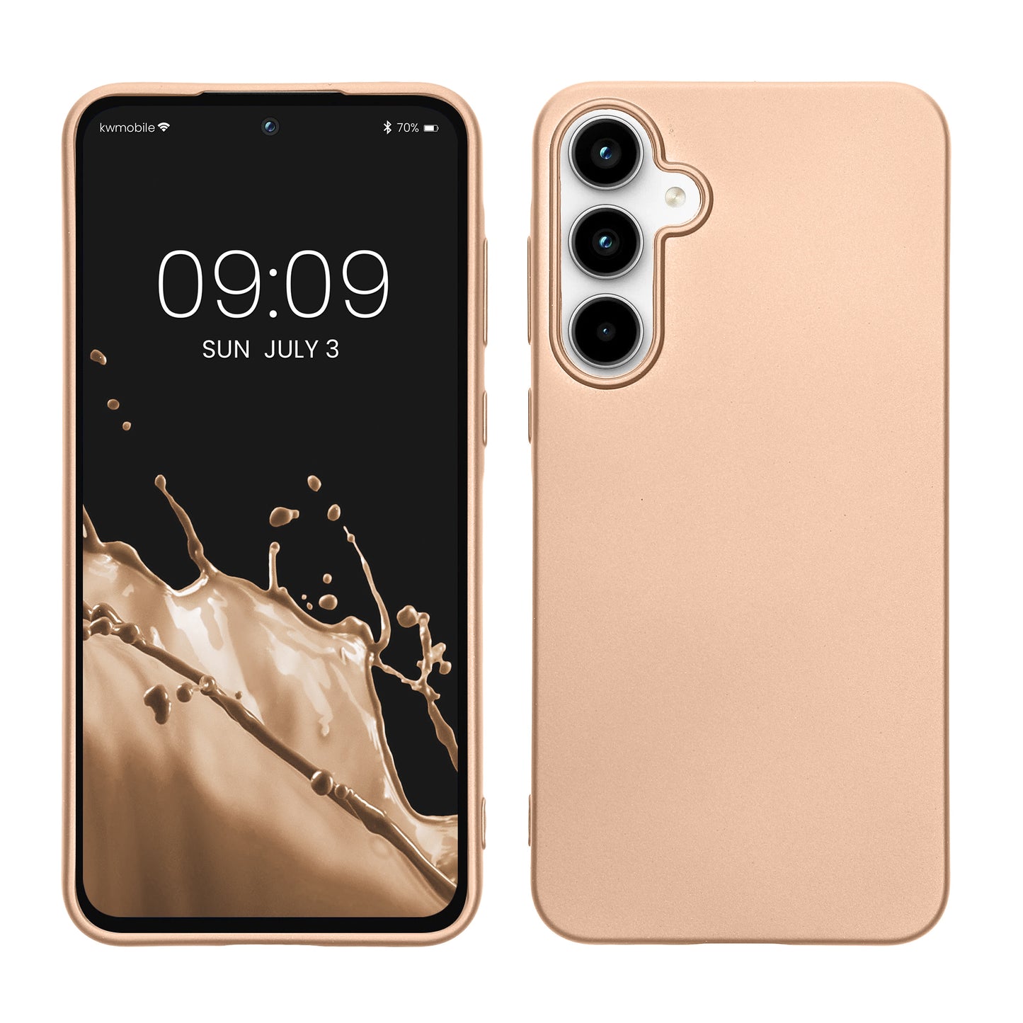 kwmobile Case kompatibel mit Samsung Galaxy A55 5G Hülle - Schutzhülle aus Silikon metallisch schimmernd - Handyhülle Metallic Gold Metallic Gold  