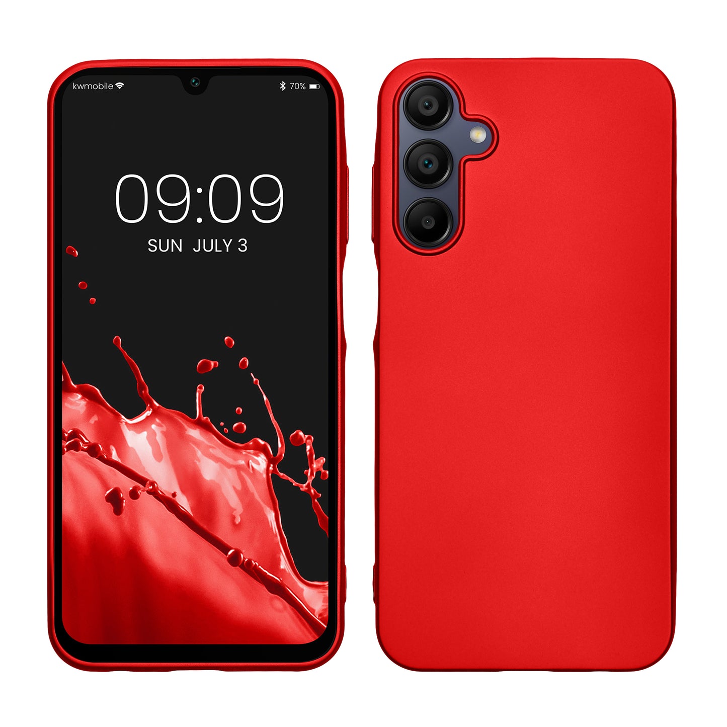 kwmobile Case kompatibel mit Samsung Galaxy A15 5G Hülle - Schutzhülle aus Silikon metallisch schimmernd - Handyhülle Metallic Dunkelrot Metallic Dunkelrot  