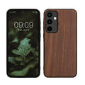 kwmobile Hülle kompatibel mit Samsung Galaxy A55 5G Hülle - Holz Case - stoßfestes Handy Cover - TPU Handyhülle in Dunkelbraun Dunkelbraun  