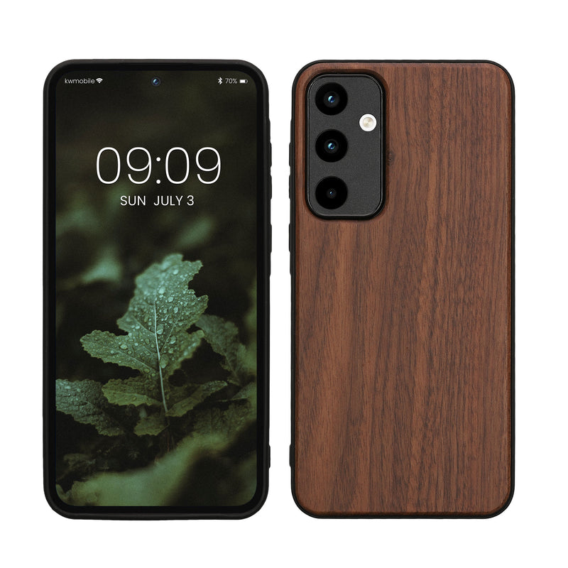 kwmobile Hülle kompatibel mit Samsung Galaxy A55 5G Hülle - Holz Case - stoßfestes Handy Cover - TPU Handyhülle in Dunkelbraun Dunkelbraun  