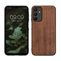 kwmobile Hülle kompatibel mit Samsung Galaxy A15 5G Hülle - Holz Case - stoßfestes Handy Cover - TPU Handyhülle in Dunkelbraun Dunkelbraun  