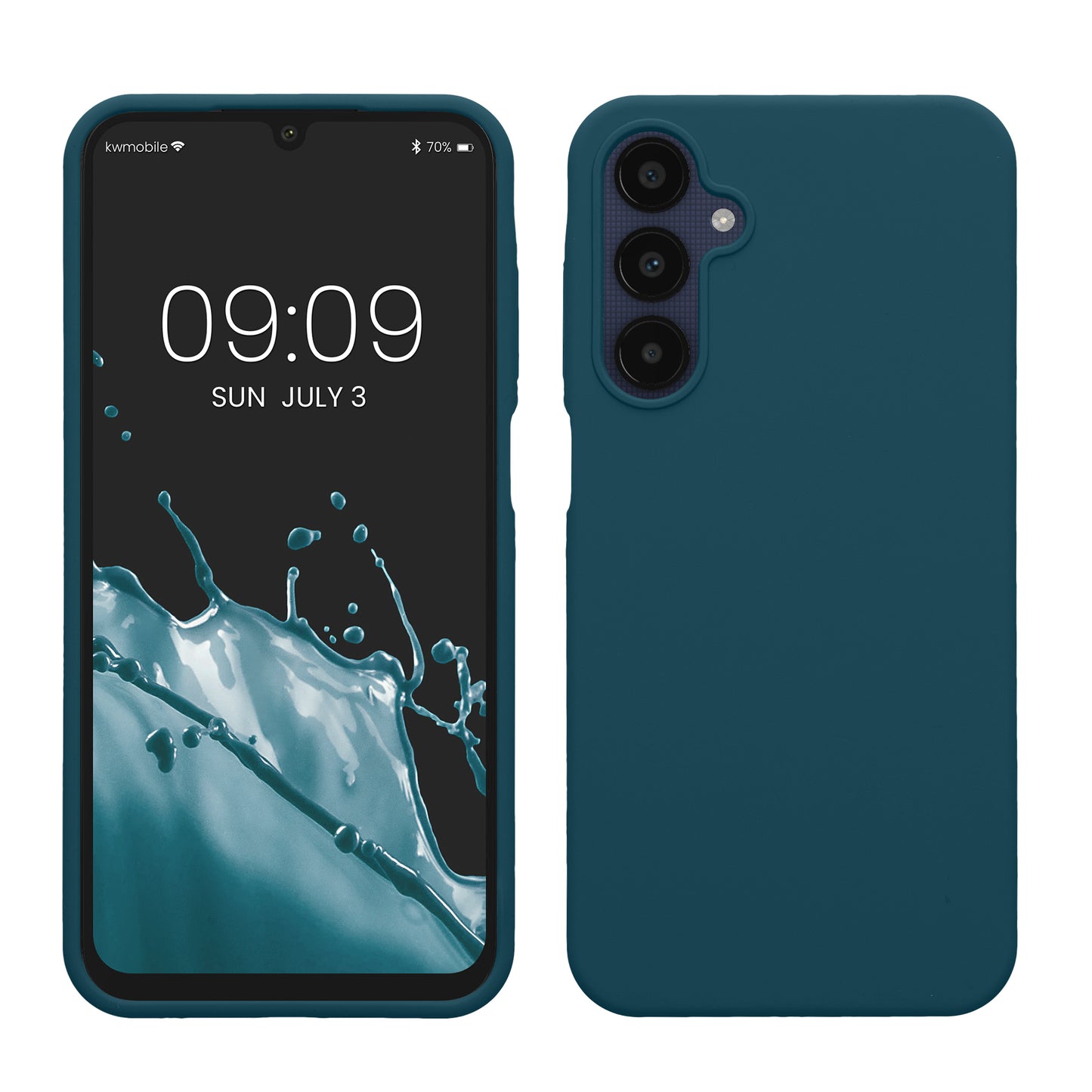 kwmobile Hülle kompatibel mit Samsung Galaxy A25 Hülle - Silikon Handy Case - Handyhülle weiche Oberfläche - kabelloses Laden - Petrol matt Petrol matt  