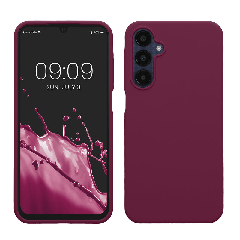 kwmobile Hülle kompatibel mit Samsung Galaxy A25 Hülle - Silikon Handy Case - Handyhülle weiche Oberfläche - kabelloses Laden - Bordeaux Violett Bordeaux Violett  