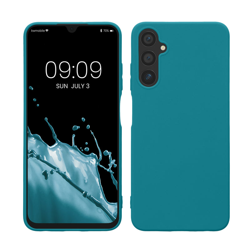 kwmobile Hülle kompatibel mit Samsung Galaxy A05s Hülle - weiches TPU Silikon Case - Cover geeignet für kabelloses Laden - Petrol matt Petrol matt  