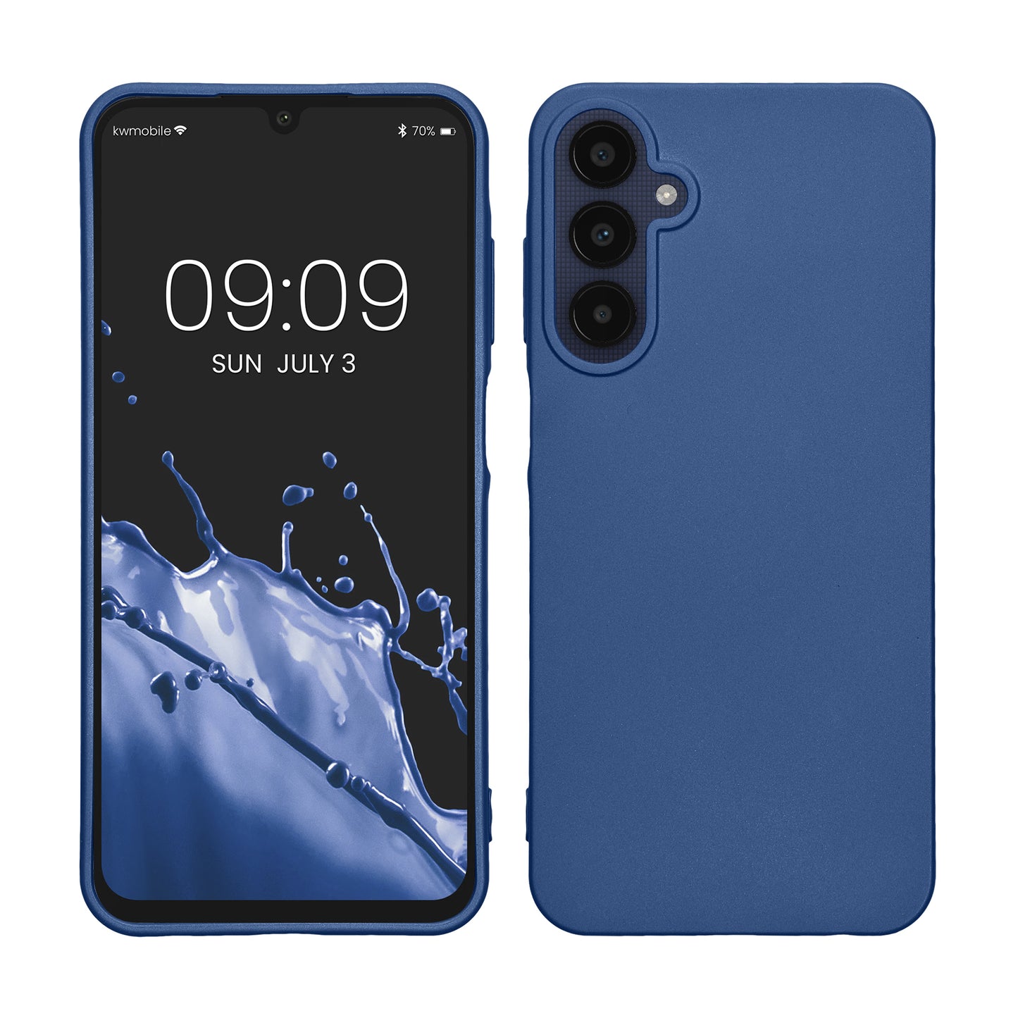 kwmobile Case kompatibel mit Samsung Galaxy A25 Hülle - Schutzhülle aus Silikon metallisch schimmernd - Handyhülle Metallic Blau Metallic Blau  