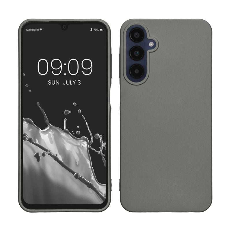 kwmobile Case kompatibel mit Samsung Galaxy A25 Hülle - Schutzhülle aus Silikon metallisch schimmernd - Handyhülle Metallic Grau Metallic Grau  