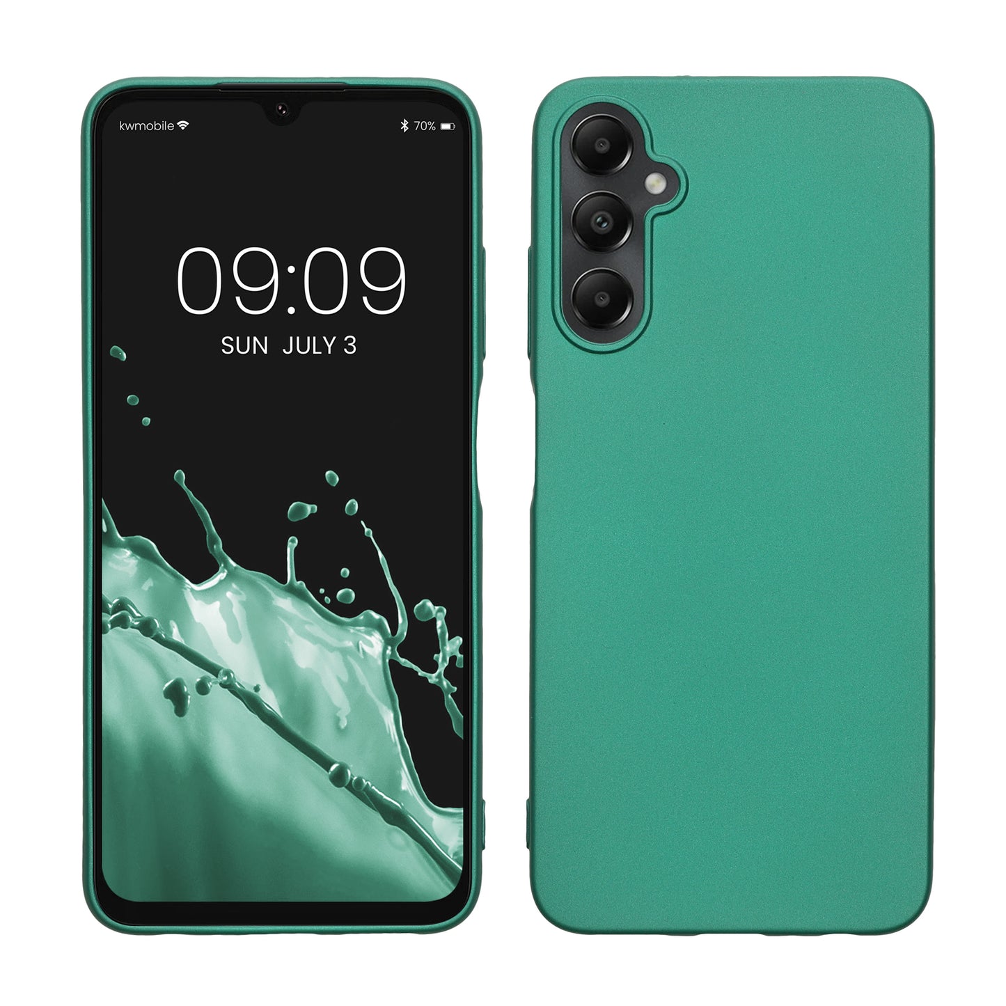 kwmobile Case kompatibel mit Samsung Galaxy A05s Hülle - Schutzhülle aus Silikon metallisch schimmernd - Handyhülle Metallic Dunkelgrün Metallic Dunkelgrün  