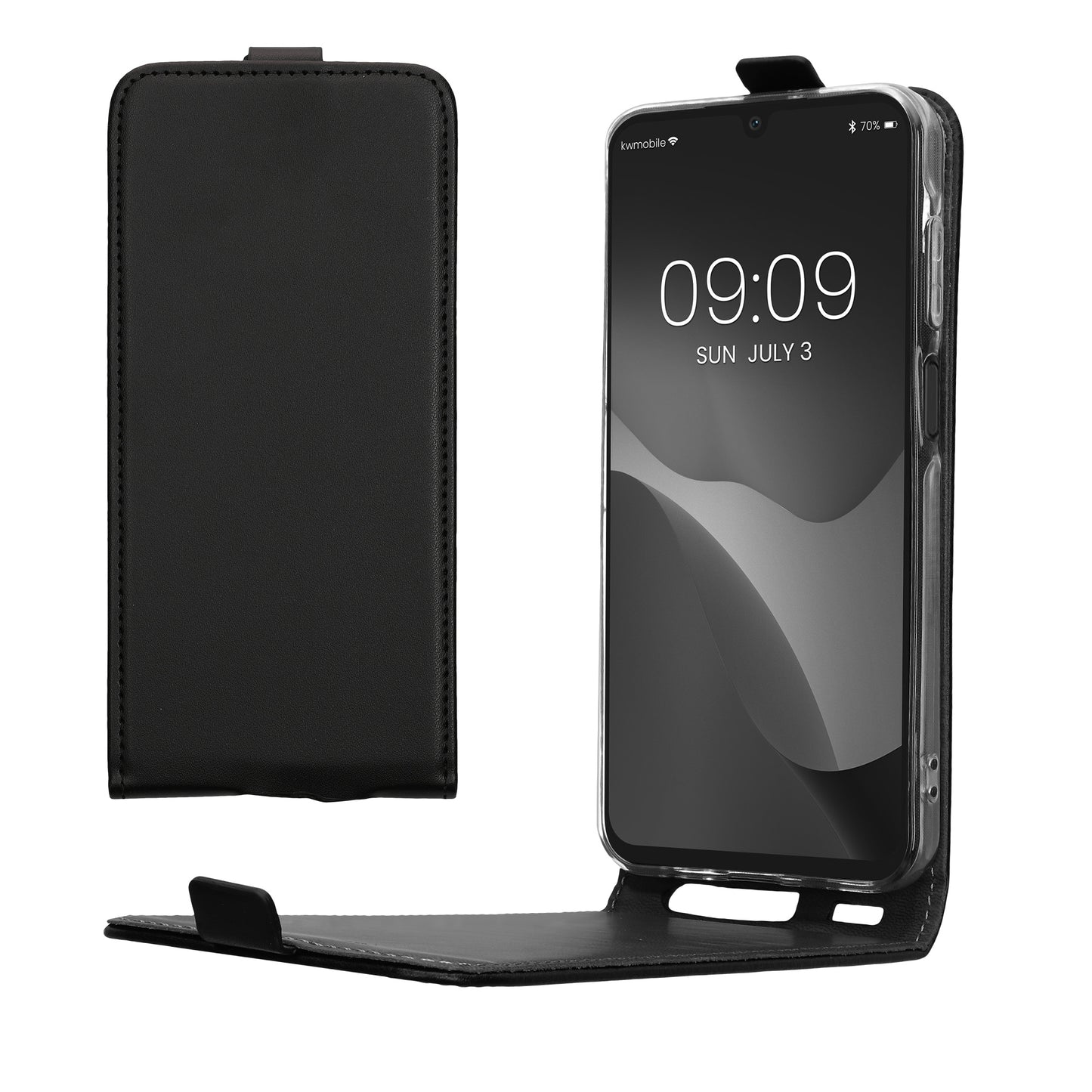 kwmobile Schutzhülle kompatibel mit Samsung Galaxy A15 5G - Hülle Handy - Flip Case Handyhülle Schwarz Schwarz  