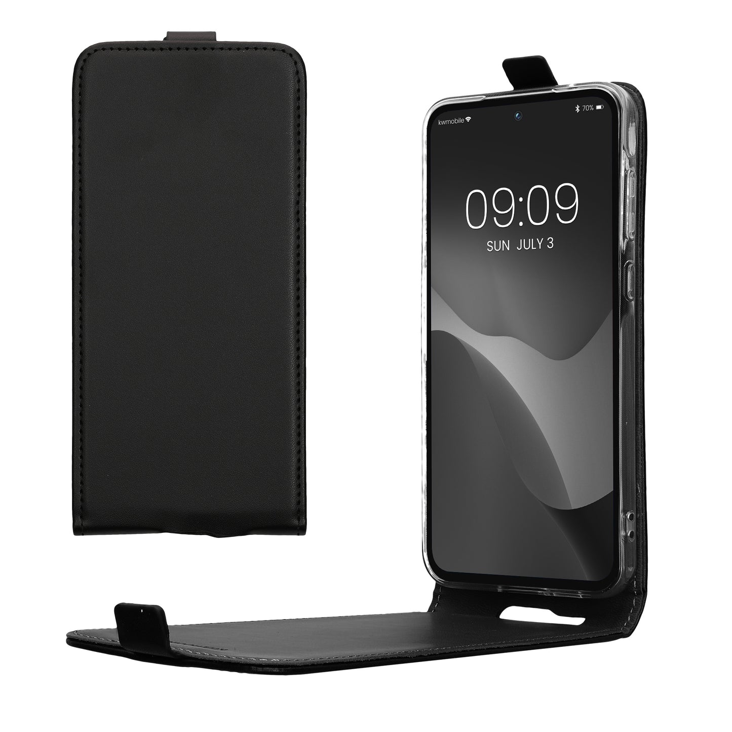 kwmobile Schutzhülle kompatibel mit Samsung Galaxy A55 5G - Hülle Handy - Flip Case Handyhülle Schwarz Schwarz  