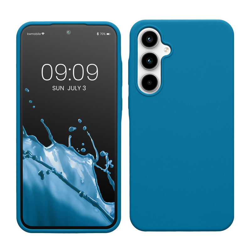 kwmobile Hülle kompatibel mit Samsung Galaxy A35 Hülle - Silikon Handy Case - Handyhülle weiche Oberfläche - kabelloses Laden - Karibikblau Karibikblau  