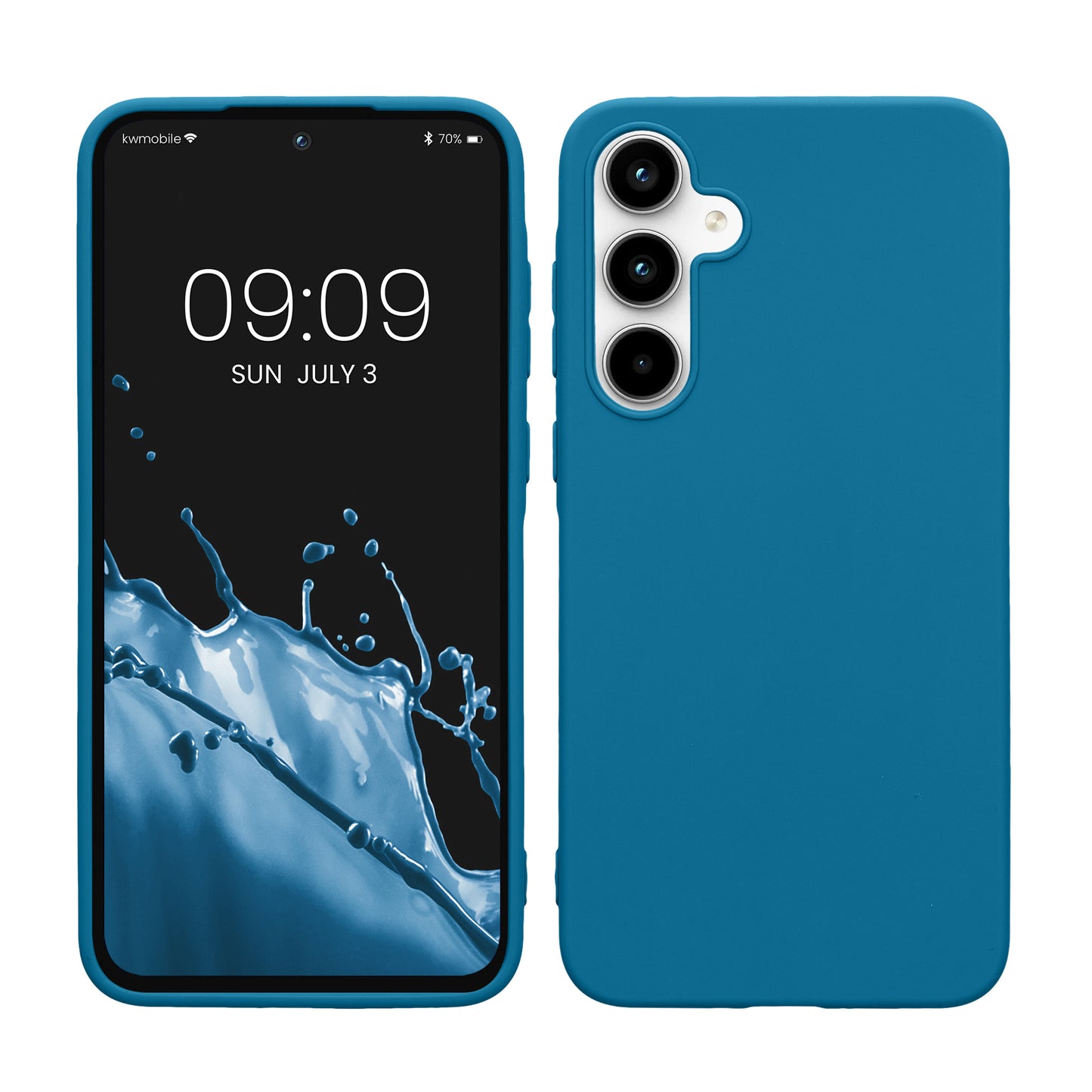 kwmobile Hülle kompatibel mit Samsung Galaxy A35 Hülle - weiches TPU Silikon Case - Cover geeignet für kabelloses Laden - Karibikblau Karibikblau  