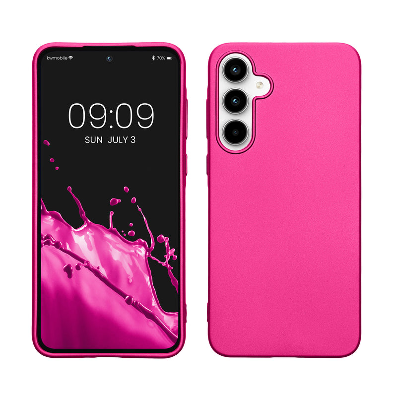 kwmobile Case kompatibel mit Samsung Galaxy A35 Hülle - Schutzhülle aus Silikon metallisch schimmernd - Handyhülle Metallic Pink Metallic Pink  