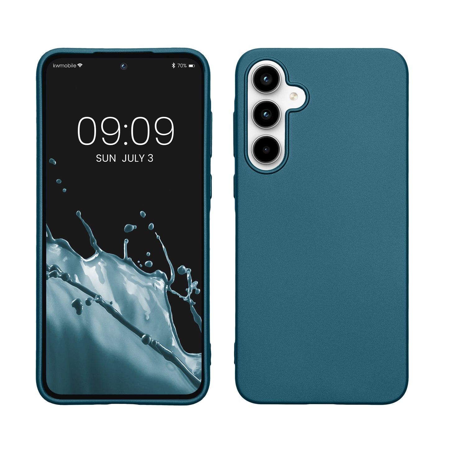 kwmobile Case kompatibel mit Samsung Galaxy A35 Hülle - Schutzhülle aus Silikon metallisch schimmernd - Handyhülle Metallic Karibikblau Metallic Karibikblau  