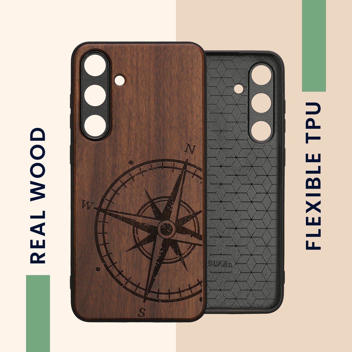 Wooden Case with TPU Bumper for Samsung Galaxy S24 Plus Wood