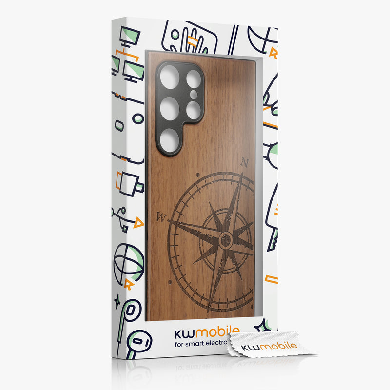 kwmobile Case Compatible with Samsung Galaxy S24 Ultra Phone Cover TPU Phone Case Compass Vintage