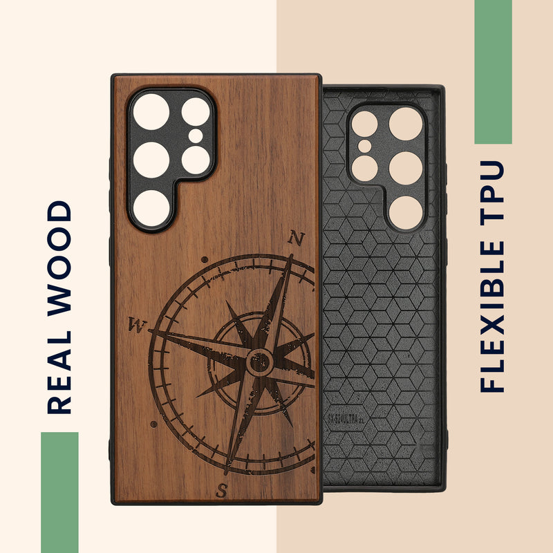 kwmobile Case Compatible with Samsung Galaxy S24 Ultra Phone Cover TPU Phone Case Compass Vintage