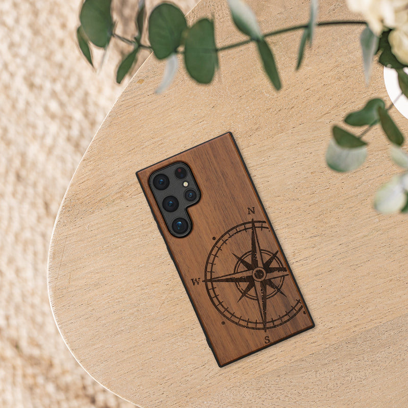 kwmobile Case Compatible with Samsung Galaxy S24 Ultra Phone Cover TPU Phone Case Compass Vintage
