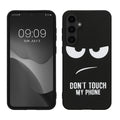 kwmobile Hülle kompatibel mit Samsung Galaxy S23 FE - Handyhülle Silikon Case - Don't touch my Phone Weiß Schwarz Weiß  [dsg01]