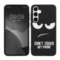 kwmobile Hülle kompatibel mit Samsung Galaxy A35 - Handyhülle Silikon Case - Don't touch my Phone Weiß Schwarz Weiß  [dsg01]