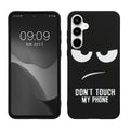 kwmobile Hülle kompatibel mit Samsung Galaxy A55 5G - Handyhülle Silikon Case - Don't touch my Phone Weiß Schwarz Weiß  [dsg01]