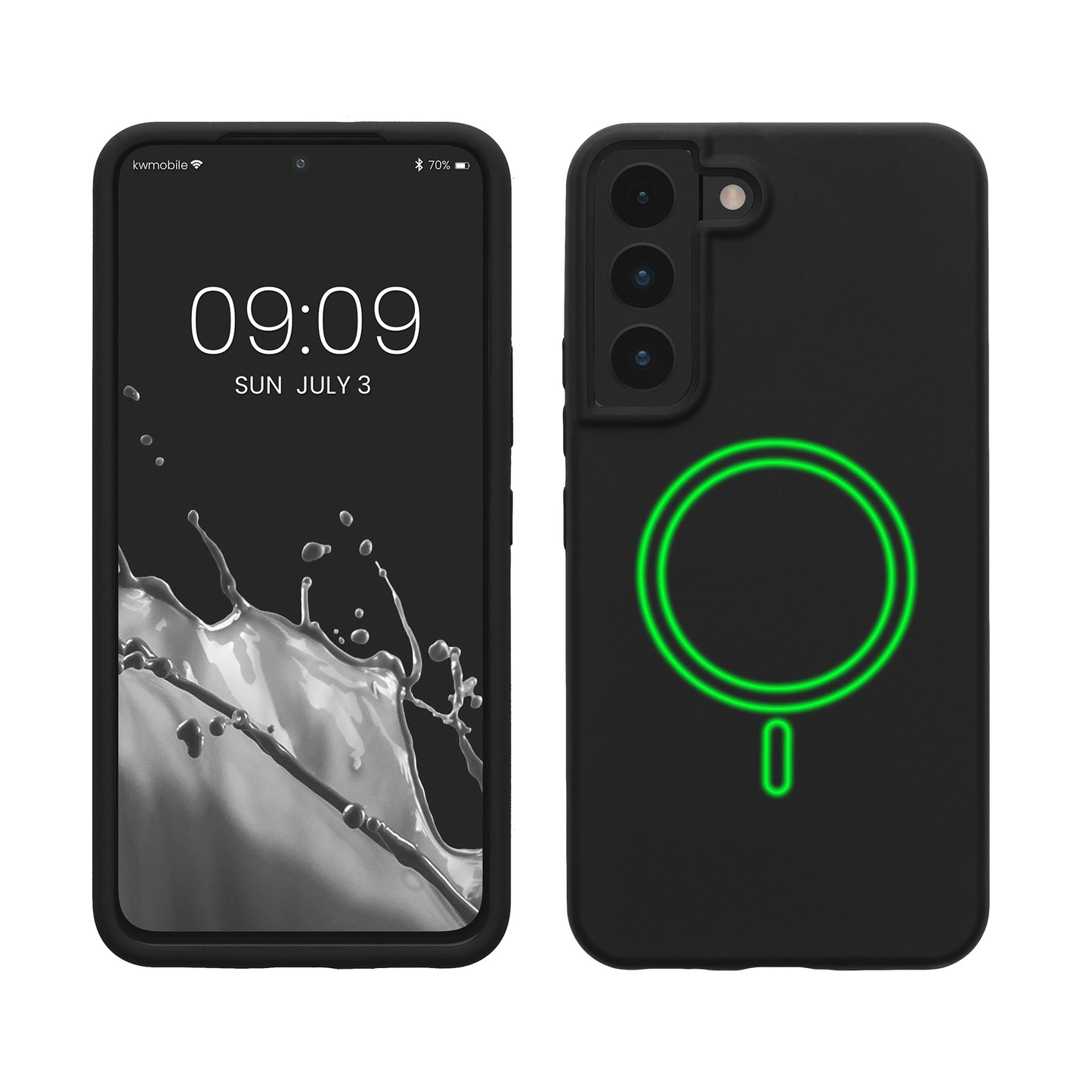 kwmobile Hülle kompatibel mit Samsung Galaxy S22 Hülle - magnetisches Silikon Case kompatibel mit MagSafe - Cover gummiert Schwarz Schwarz  
