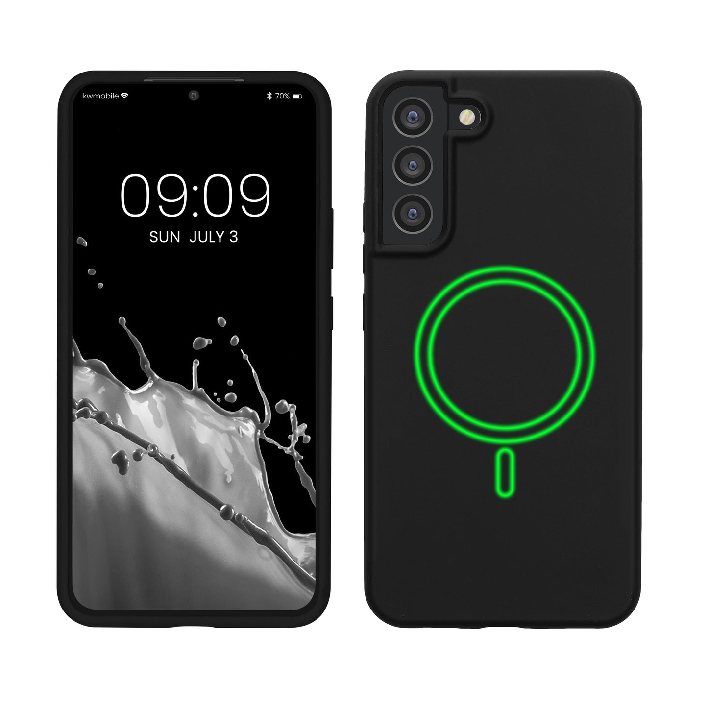 kwmobile Hülle kompatibel mit Samsung Galaxy S22 Plus Hülle - magnetisches Silikon Case kompatibel mit MagSafe - Cover gummiert Schwarz Schwarz  