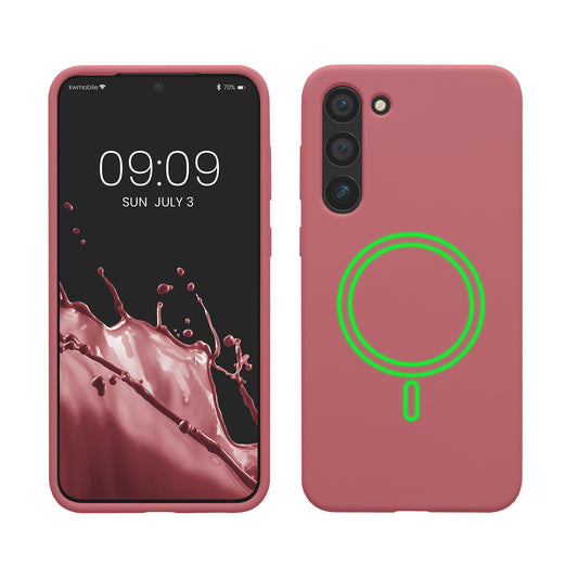 kwmobile Hülle kompatibel mit Samsung Galaxy S23 Plus Hülle - magnetisches Silikon Case kompatibel mit MagSafe - Cover gummiert Dark Rose Dark Rose  