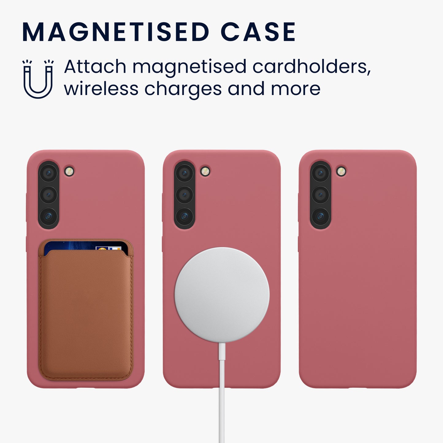 Magnetic Silicone Case for Samsung Galaxy S23 Plus Dark Rose