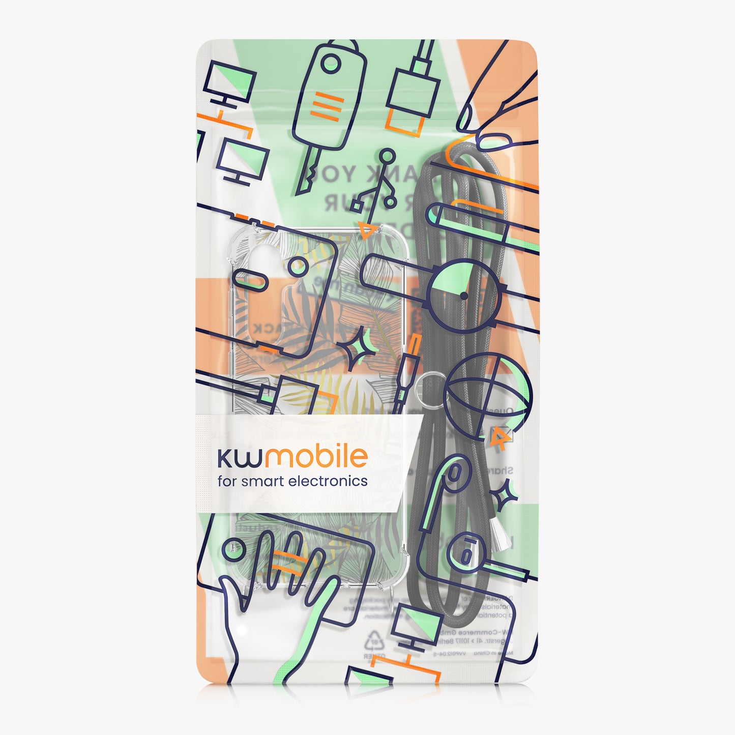 kwmobile Necklace Case Compatible with Samsung Galaxy S23 FE Case Silicone Cover with Lanyard Transparent Jungle