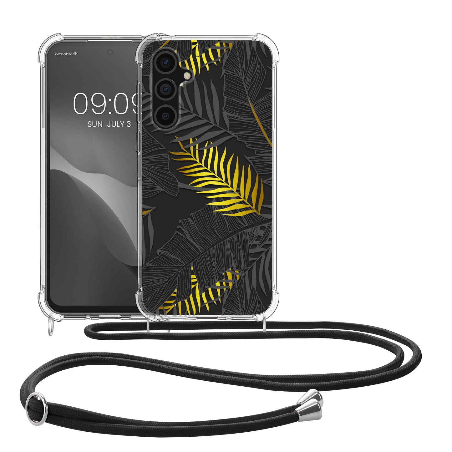 kwmobile Necklace Case Compatible with Samsung Galaxy S23 FE Case Silicone Cover with Lanyard Transparent Jungle