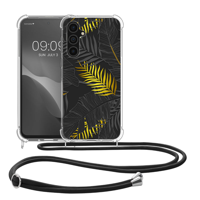 kwmobile Necklace Case Compatible with Samsung Galaxy S23 FE Case Silicone Cover with Lanyard Transparent Jungle
