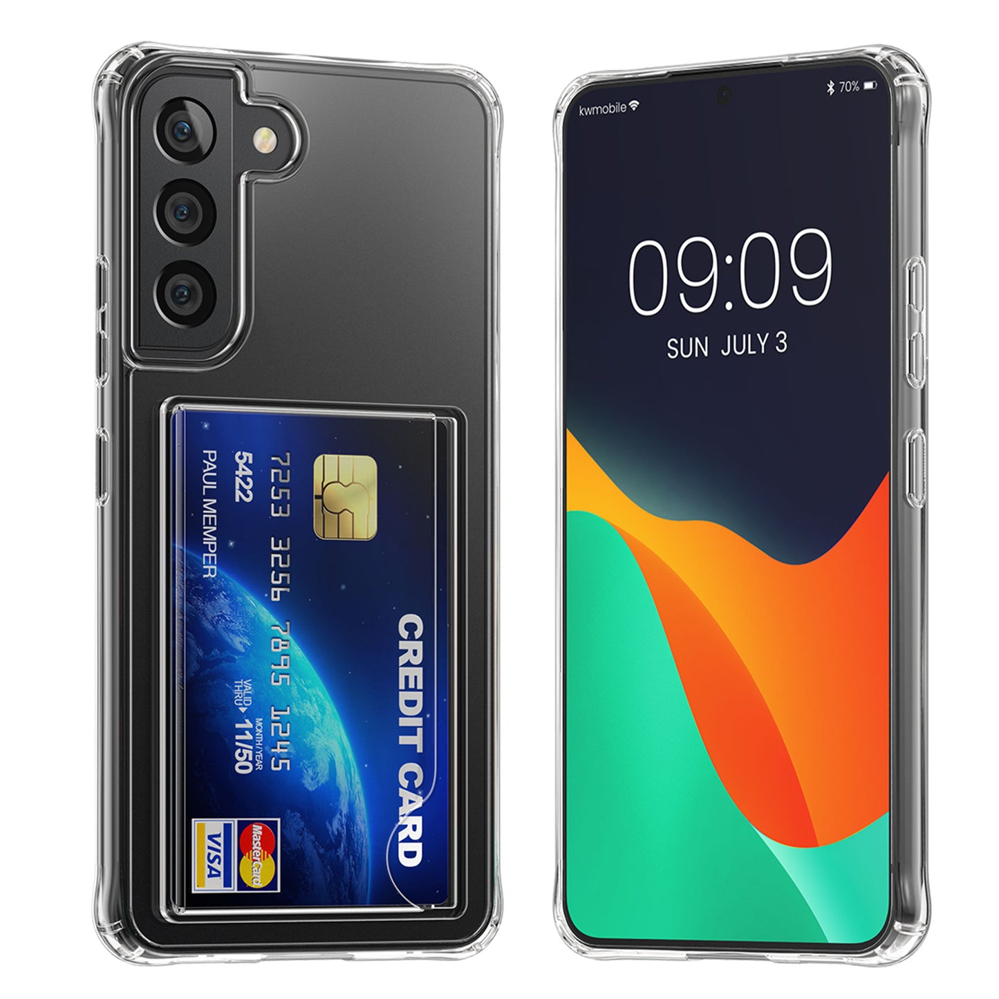 kwmobile Case Compatible with Samsung Galaxy S22 Plus - Phone Cover Plastic TPU Cover with Card Slot Hard Case Protective Cover