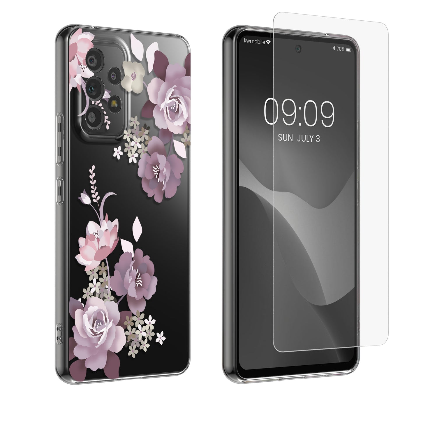 kwmobile Case Compatible with Samsung Galaxy A53 5G Phone Case with Glass Screen Protector