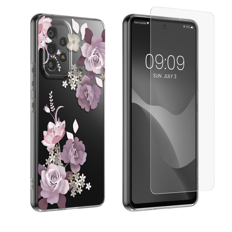 kwmobile Case Compatible with Samsung Galaxy A53 5G Phone Case with Glass Screen Protector