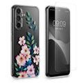 kwmobile Case Compatible with Samsung Galaxy A54 5G Phone Case with Glass Screen Protector Floral Blossoms and Roses Transparent