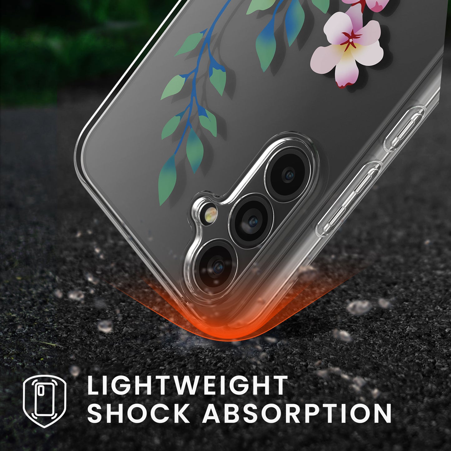 kwmobile Case Compatible with Samsung Galaxy A54 5G Phone Case with Glass Screen Protector Floral Blossoms and Roses Transparent