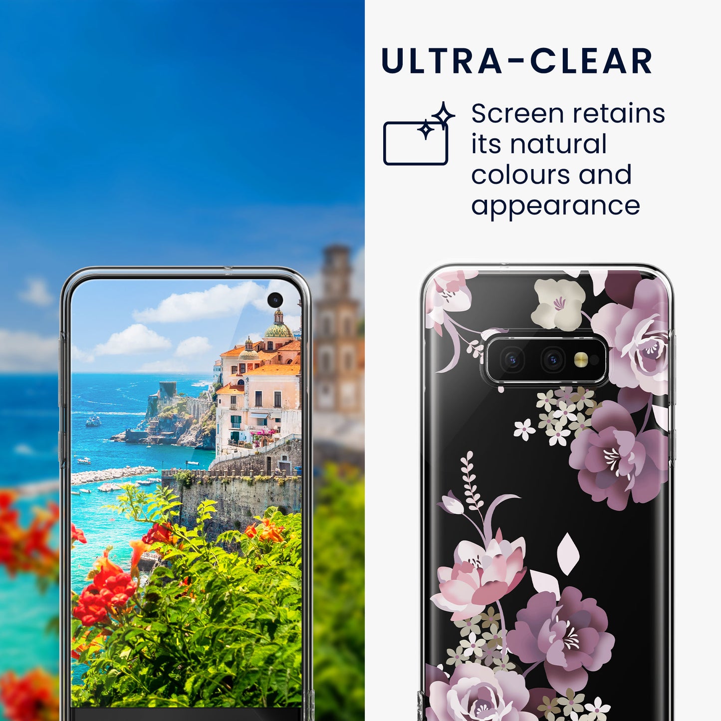 kwmobile case compatible with Samsung Galaxy S10e - Silicone Phone Case transparent With Glass Screen Protector