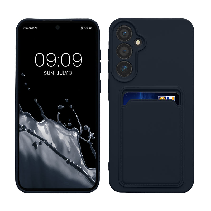 kwmobile Handyhülle kompatibel mit Samsung Galaxy A55 5G Hülle - Handy Cover mit Fach für Karten - in Dunkelblau Dunkelblau  